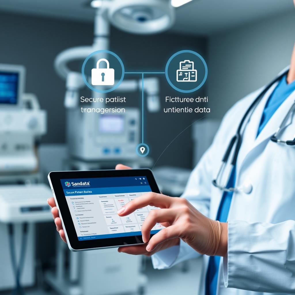 Healthcare professional using Sandata DataPlus Services for patient data management