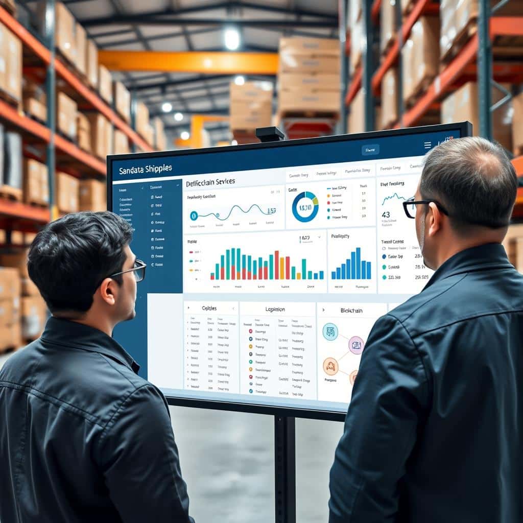 Logistics manager using Sandata DataPlus Services dashboard for supply chain visibility