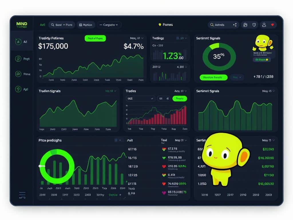 MIND of Pepe AI dashboard showing market insights and trading signals