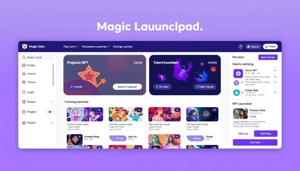 Magic Eden Launchpad showing NFT and token launch options