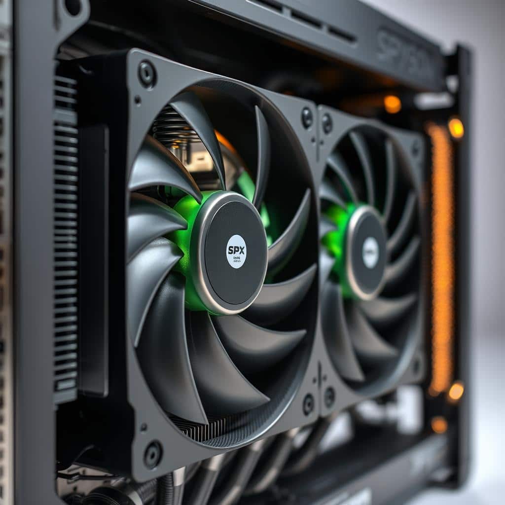 SPX6900 SPX cooling system closeup showing dual fans