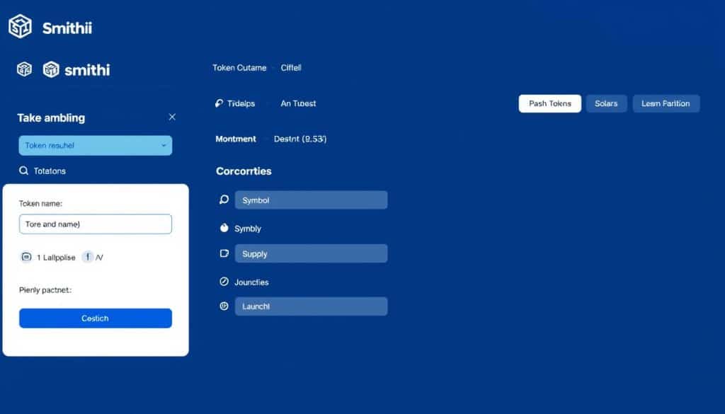 Smithii Solana launchpad interface showing token creation dashboard