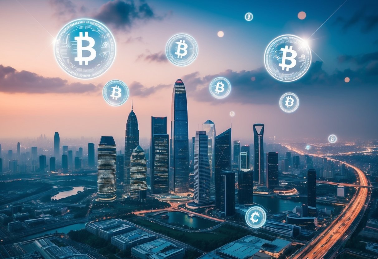 Mila Solana Crypto Project: Revolutionizing Decentralized Finance 1 A futuristic city skyline with digital currency symbols floating in the air