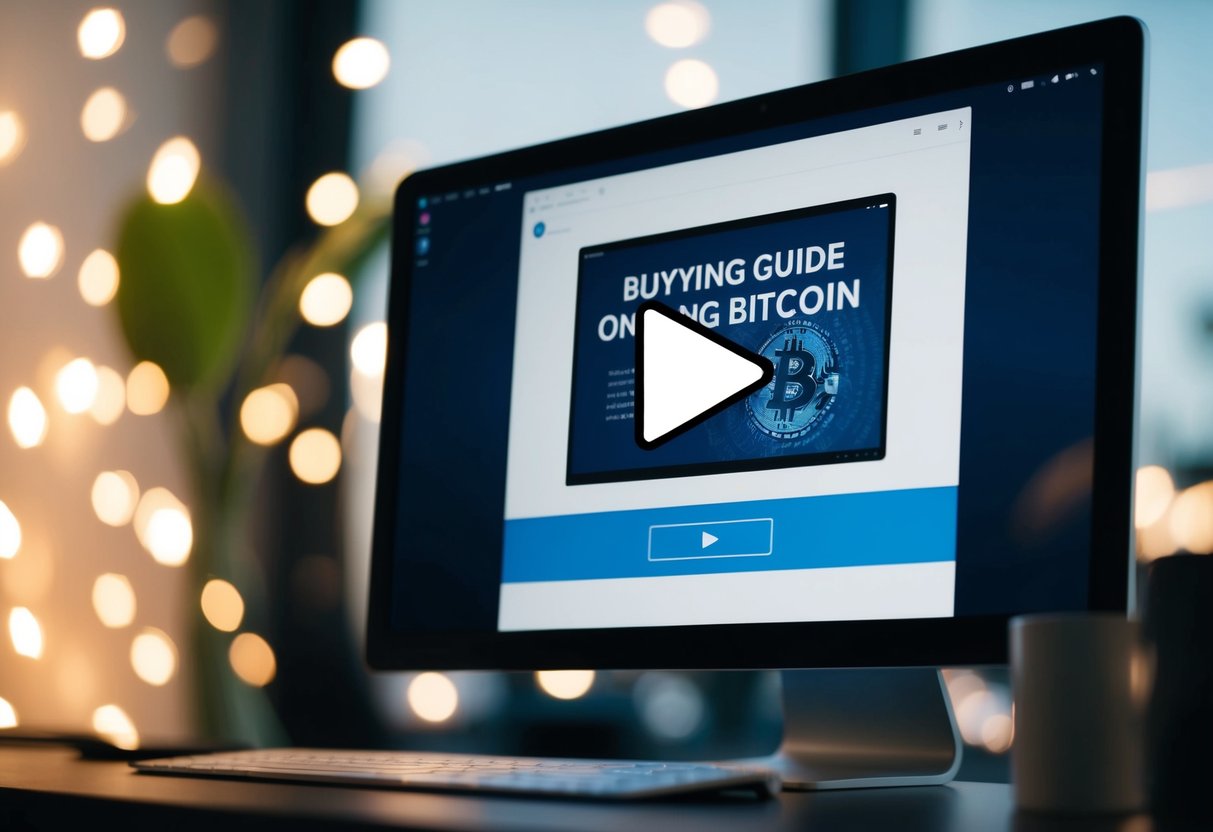 Buy Bitcoin: A Step-by-Step Guide for New Investors 1 A computer screen with a play button, displaying a video guide on buying bitcoin