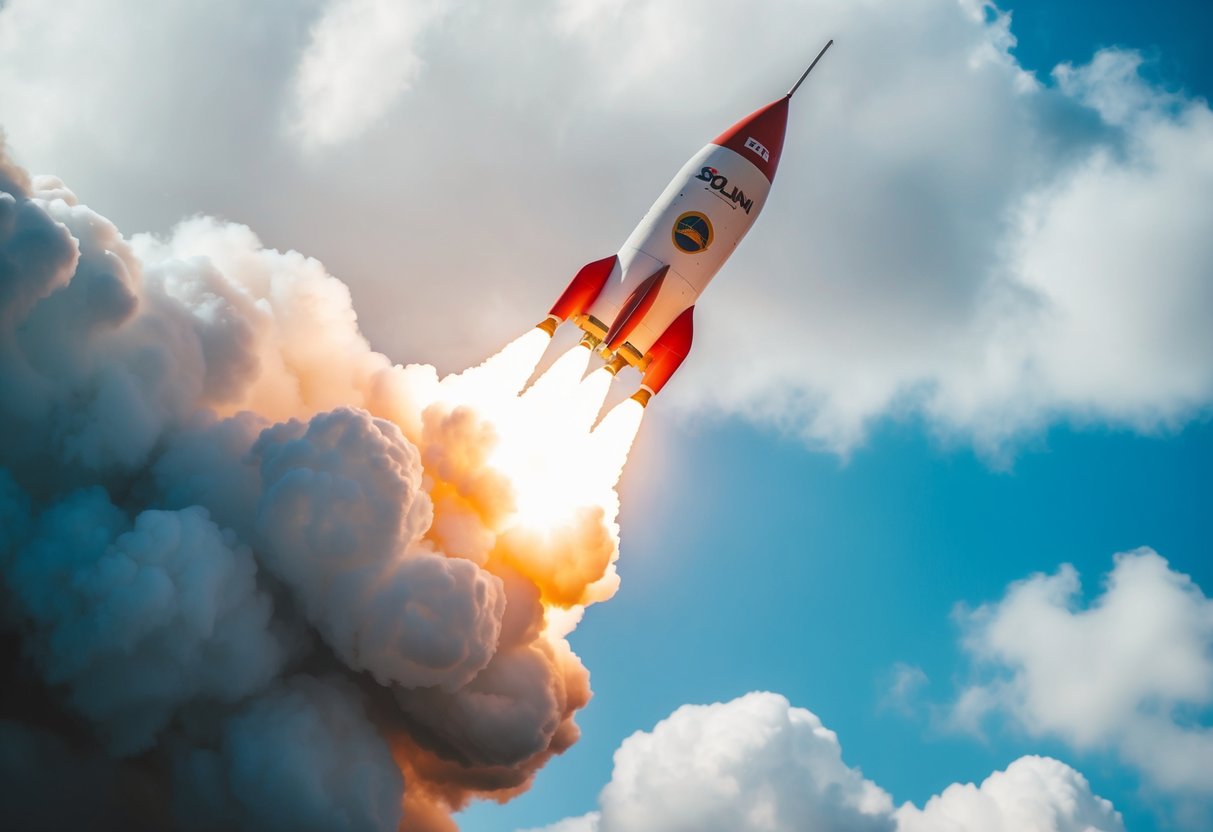 Best Solana Meme Coins: Top Picks for 2025 Investments 1 A rocket ship blasting off with the Solana logo as the nose cone