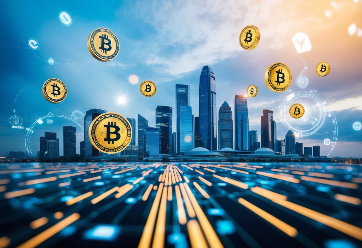 Best Altcoins to Invest in 2025: Top Picks for Maximum Growth Potential 1 A futuristic city skyline with digital currency symbols floating in the air, surrounded by cutting-edge technology and innovative financial infrastructure
