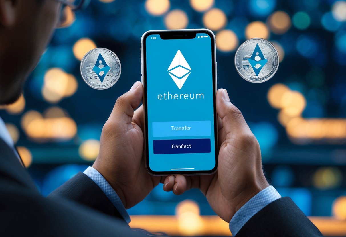 How to Buy Ethereum: A Step-by-Step Guide for New Investors 1 A person using a smartphone to transfer Ethereum from a digital wallet to a cryptocurrency exchange