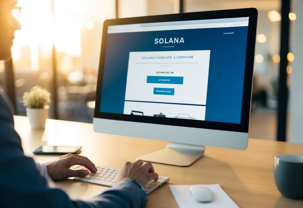 Buy Solana SOL: A Comprehensive Guide for Investors 1 A person using a computer to navigate a website, selecting Solana and completing a purchase