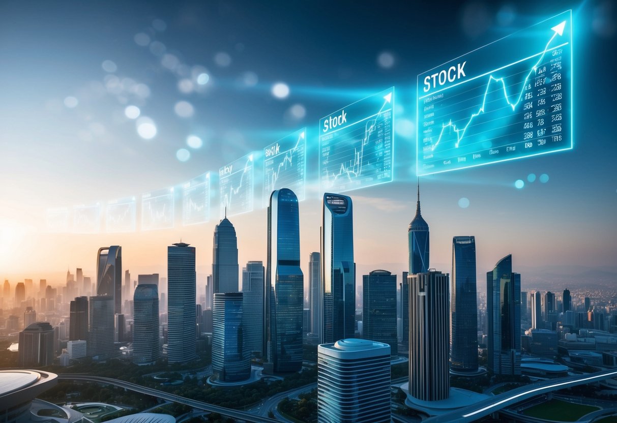Mara Stock Forecast 2025: Analyzing Future Trends and Market Potential 1 A futuristic city skyline with holographic stock charts projected in the air. A sleek, high-tech atmosphere with advanced technology