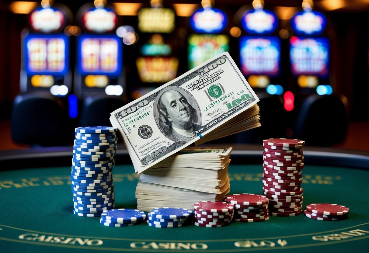 Chumba Casino $100 Free Play: A Gambler's Unexpected Windfall 2 A stack of $100 bills surrounded by casino chips and slot machines
