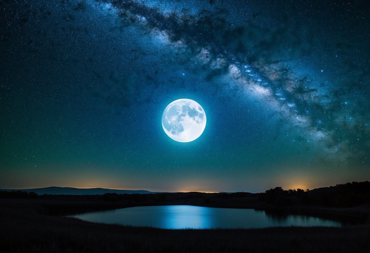 Terra Luna's Market Surge Sparks Renewed Interest Among Institutional Investors 1 A night sky filled with stars and a large, luminous moon shining down on a serene landscape