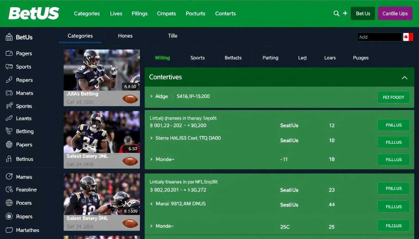 BetUS sports betting interface showing various online sports betting BetUS markets and odds