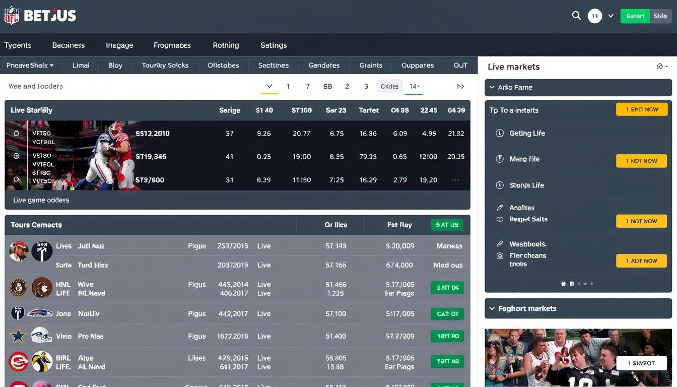 BetUS live betting interface showing in-play online sports betting BetUS options