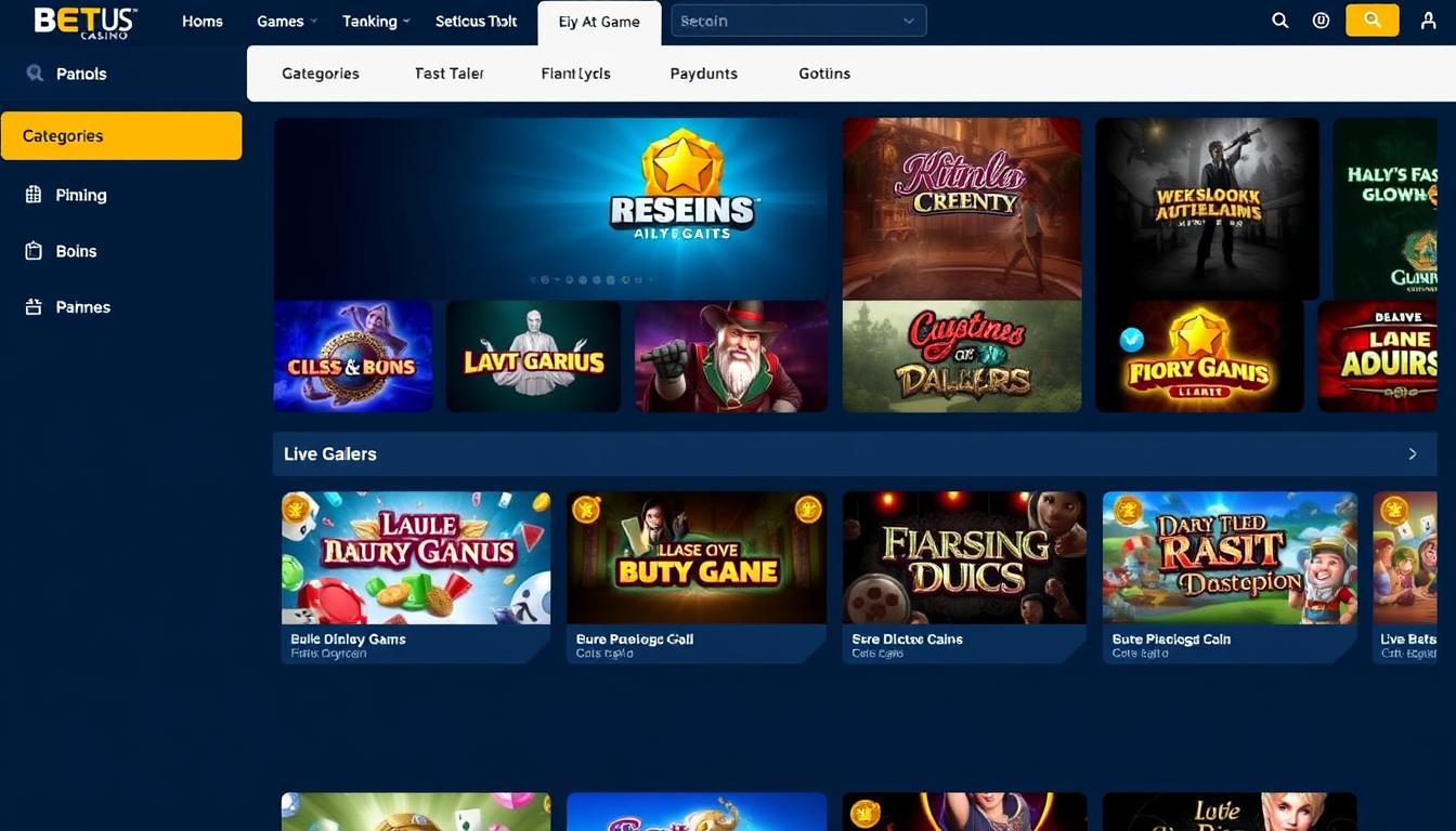BetUS casino interface showing slots and table games available alongside online sports betting BetUS options