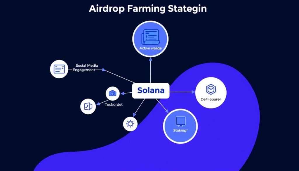 Airdrop farming strategies visualization for Solana ecosystem in 2025
