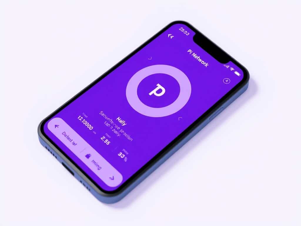 Pi Network mobile mining interface showing the mining button and security circle