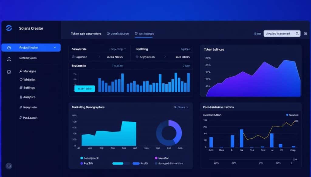 Project creator dashboard on a Solana launchpad