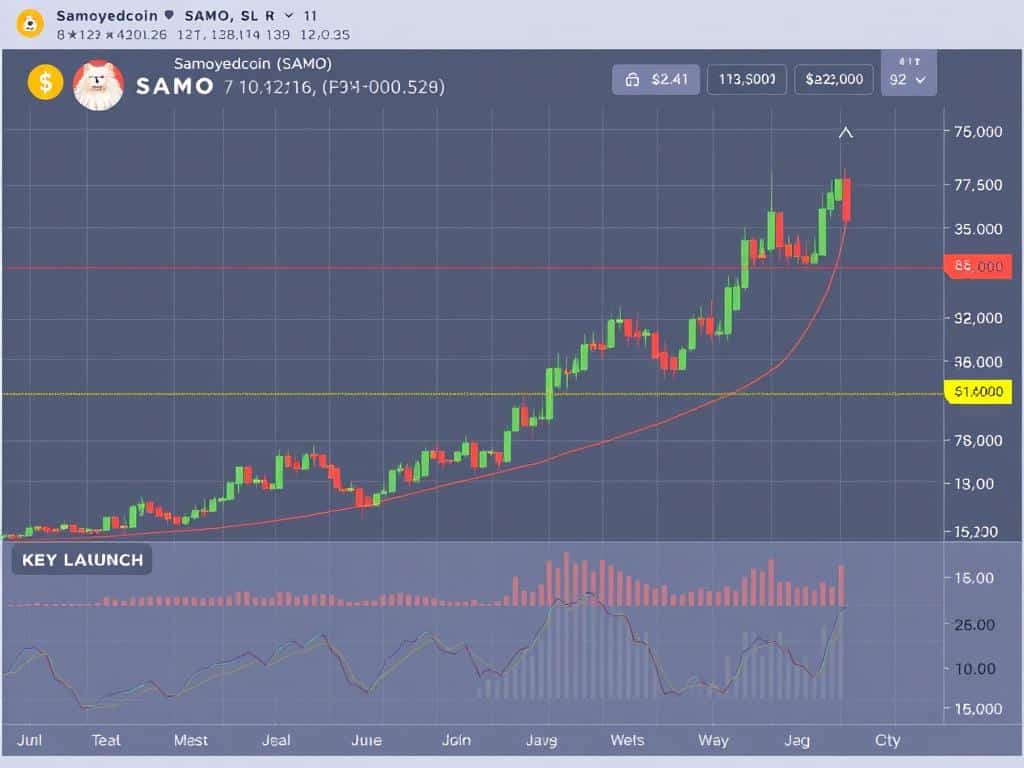 Samoyedcoin trading chart showing growth after launch