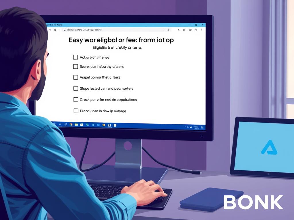 Person checking BONK airdrop eligibility criteria on computer screen