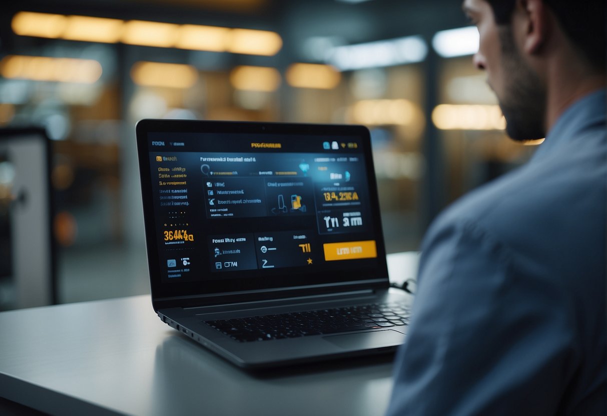 An auto buy bot scanning and purchasing items online, with digital interface and transaction process visible