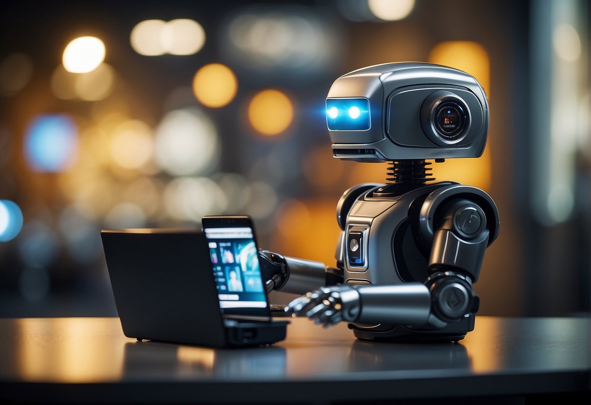 An autobuy bot rapidly purchasing items online, with a flurry of transactions and digital interfaces in the background
