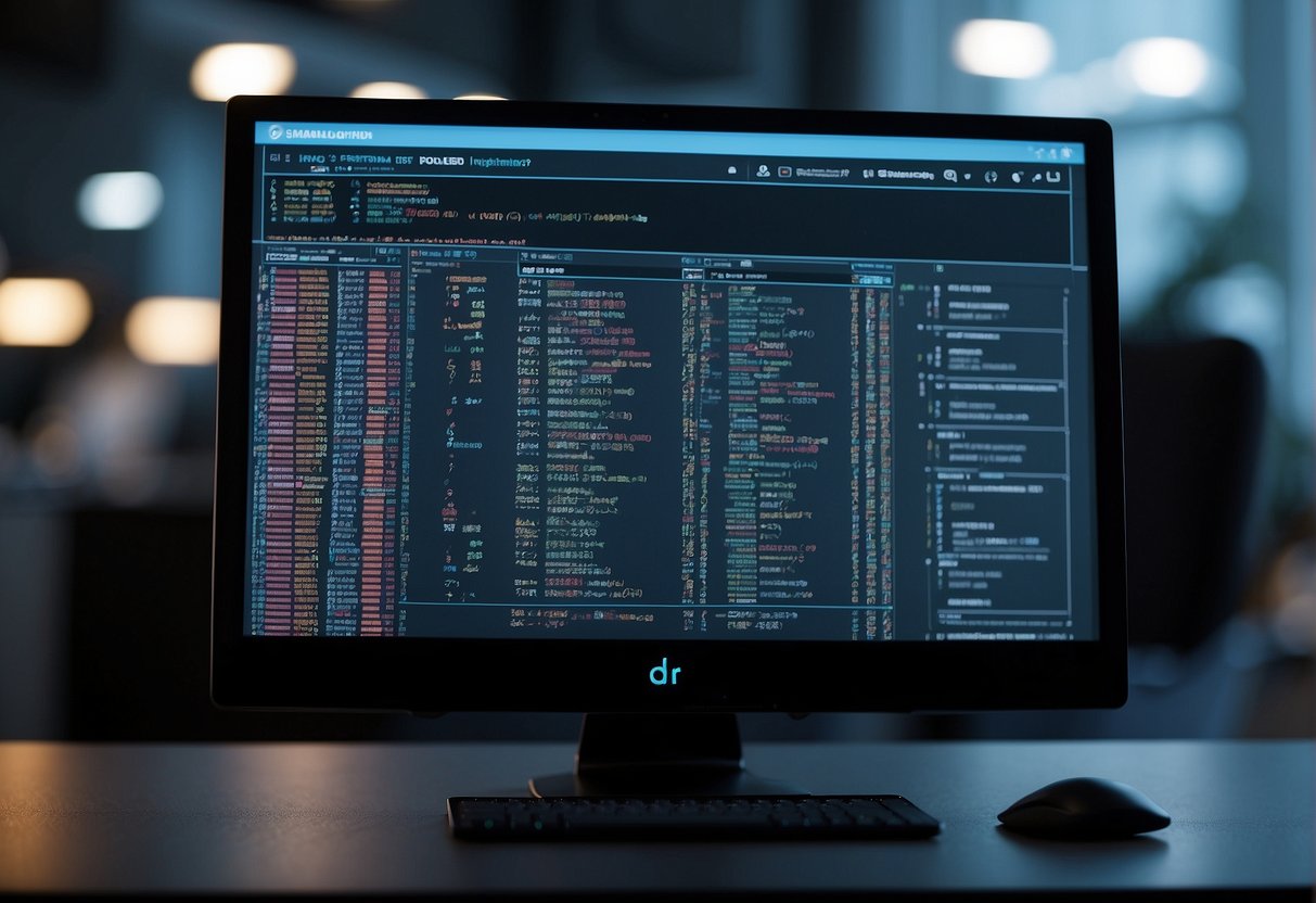 A computer screen showing a referral bot in action, with multiple lines of code and data being processed in the background