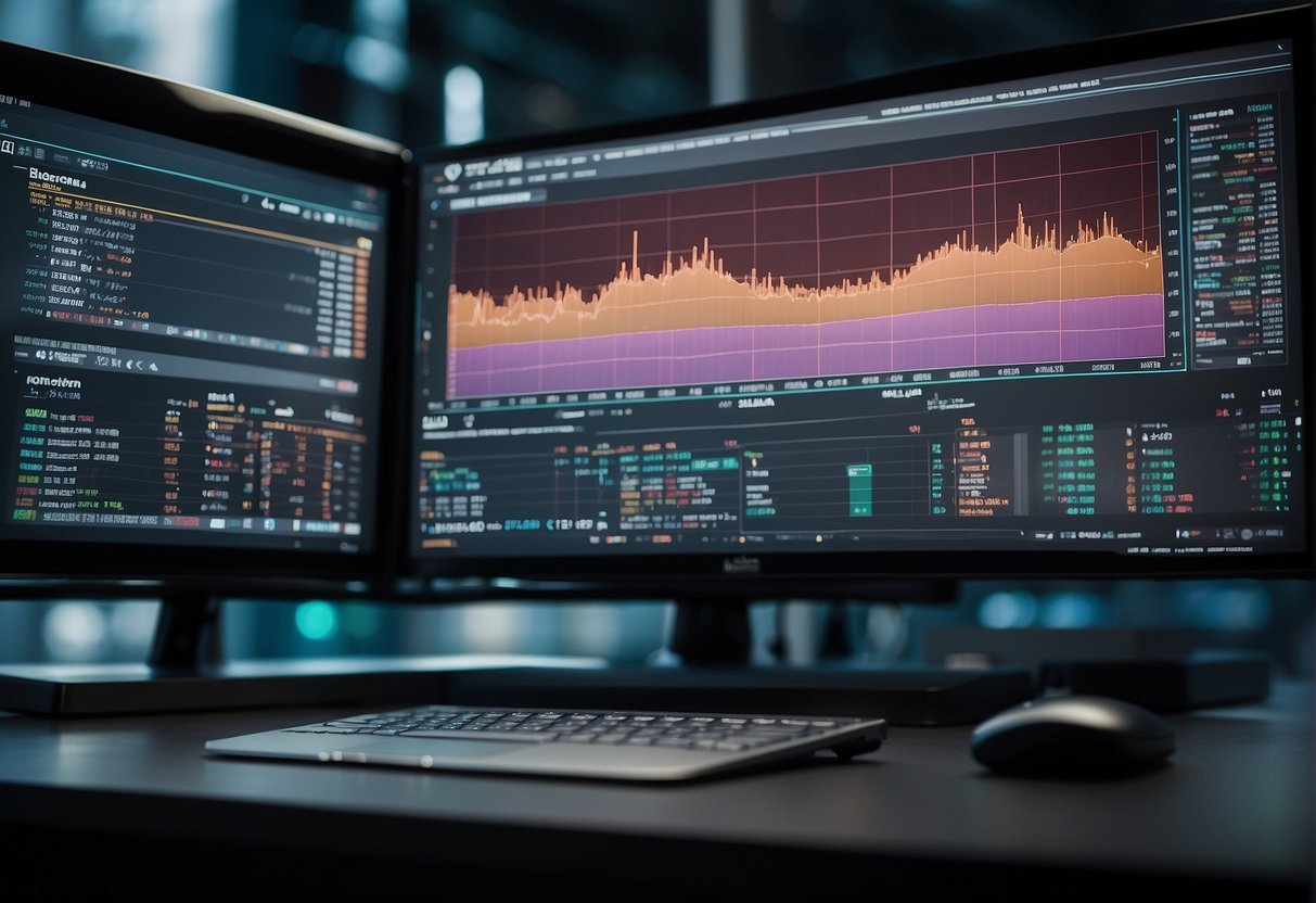 A computer screen displaying Solana trading bot Reddit forums and reviews. Multiple tabs open, graphs and charts visible