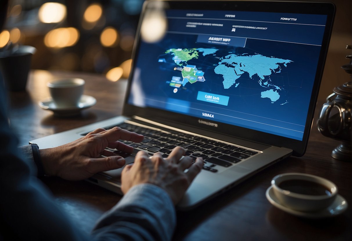 A person selects a VPN from a variety of options for online casino access
