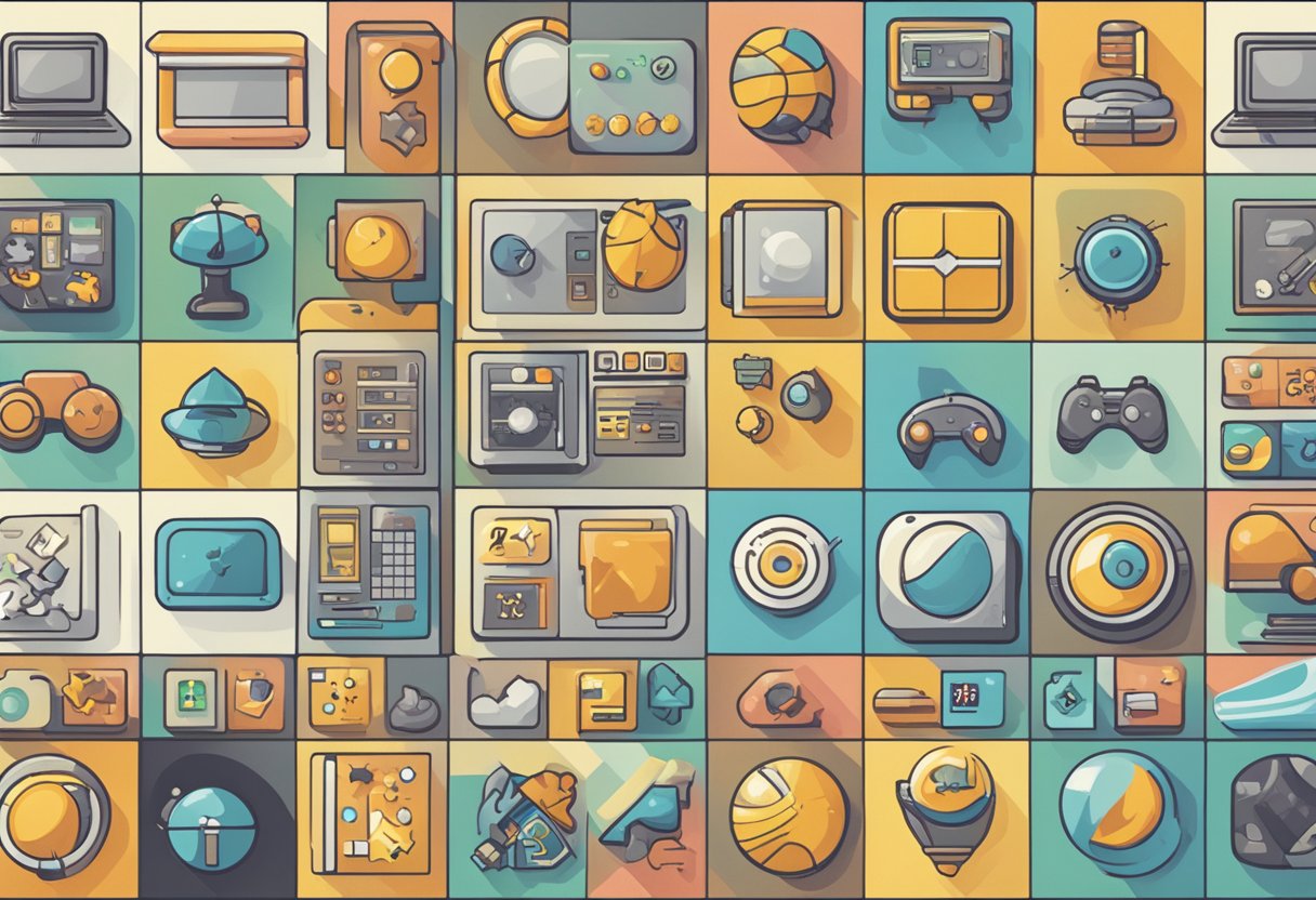 Various game icons displayed on a digital screen with a cursor hovering over the "bspin" selection
