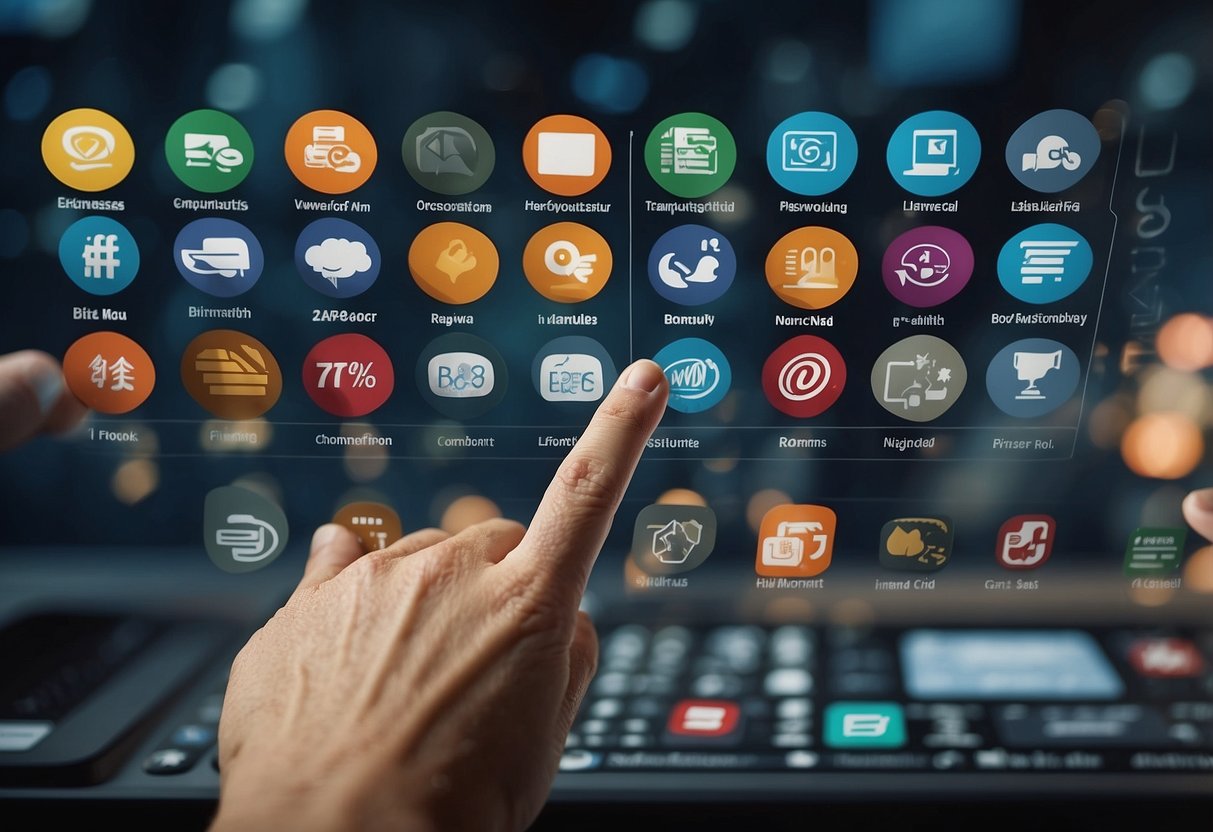 A hand reaches for a computer mouse, surrounded by icons representing various deposit and withdrawal options. Text reads "bitstamp transaction fees" in the background
