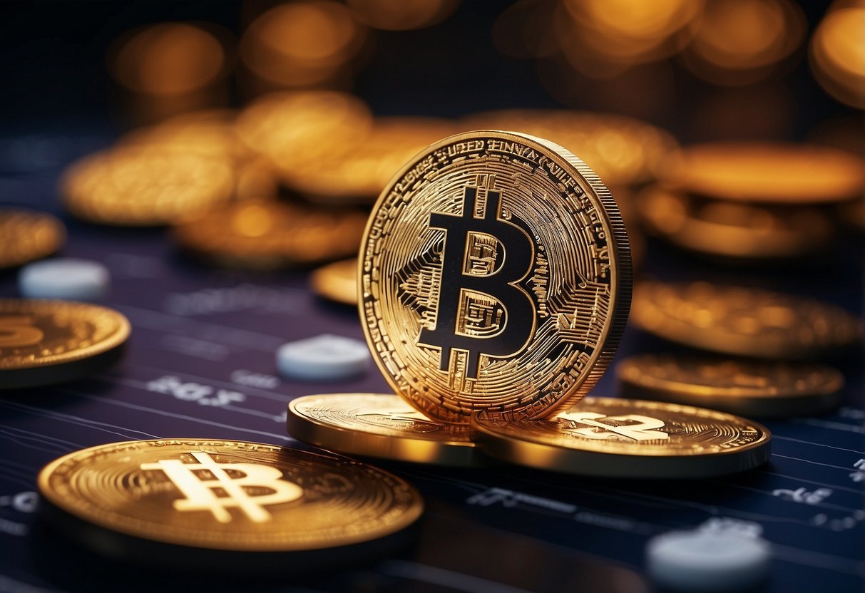 A group of diverse cryptocurrency symbols engage in a competitive, martial arts-style battle within a digital market analysis chart