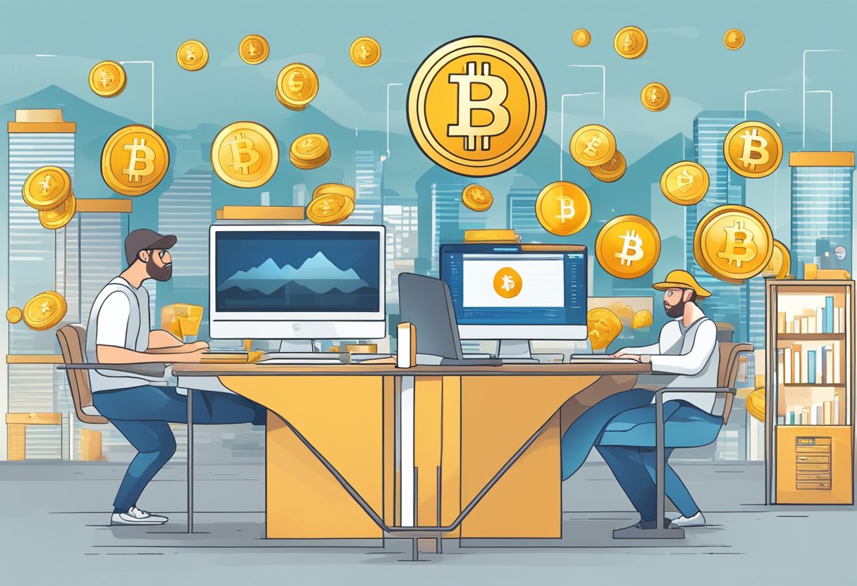 A person browsing through different cryptocurrency exchange platforms, comparing prices and features