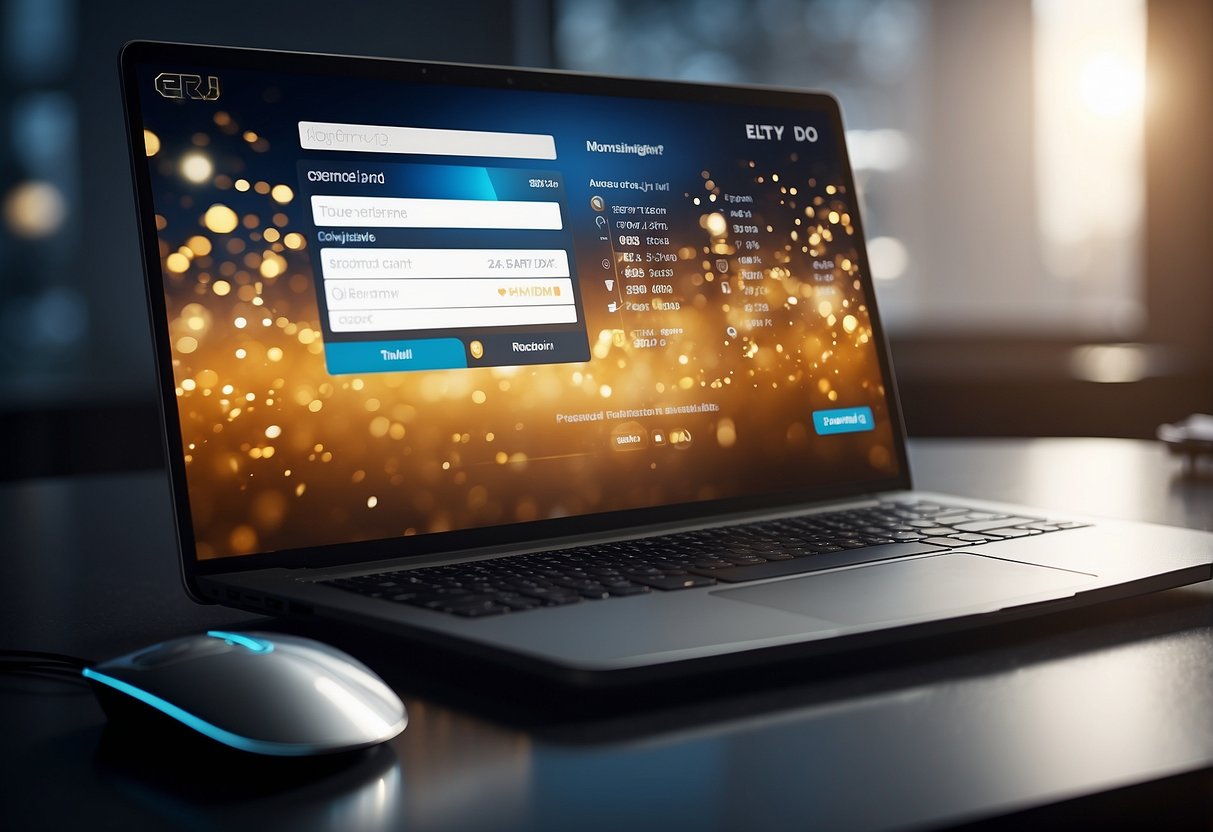 The scene depicts a computer screen with the TON token presale registration form filled out, a mouse cursor hovering over the submit button