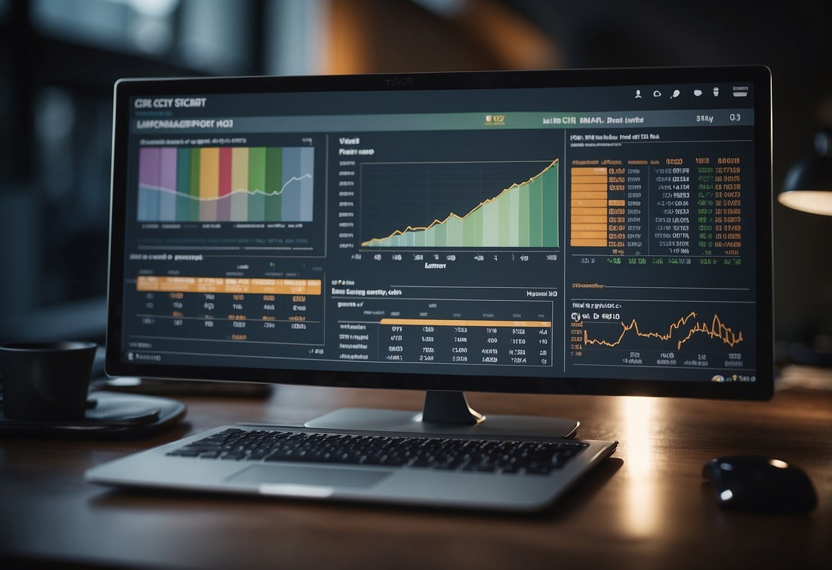 A computer screen displaying a detailed earnings report for CRWD stock, with charts and graphs illustrating financial data